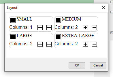 Section layout dialog